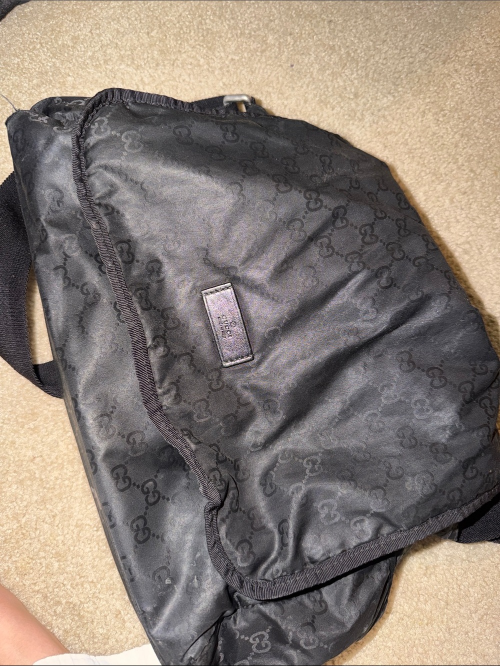 Gucci Black GG Monogram Diaper Bag
